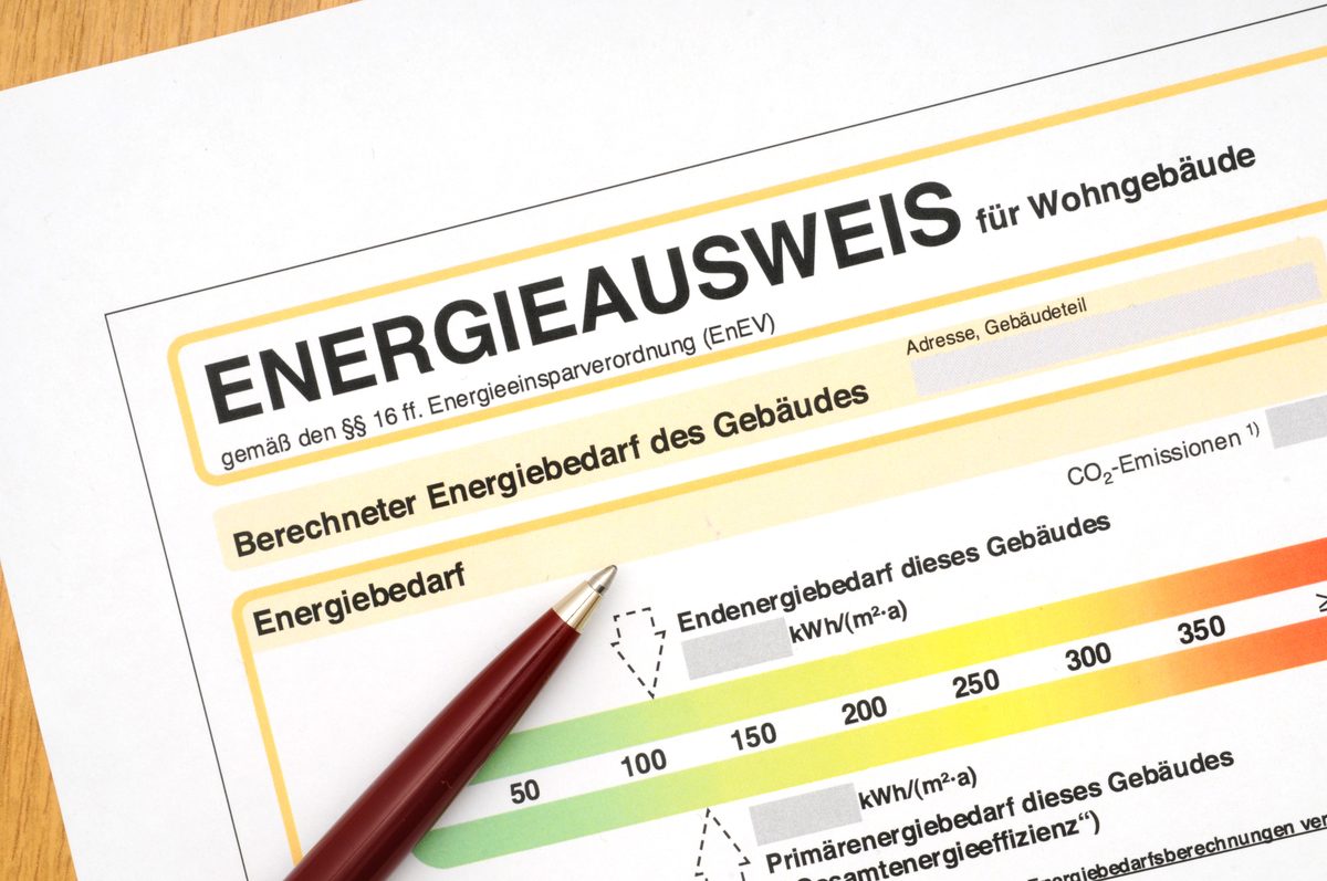 Energieausweis für Wohngebäude nach GEG mit Energieeffizienzskala